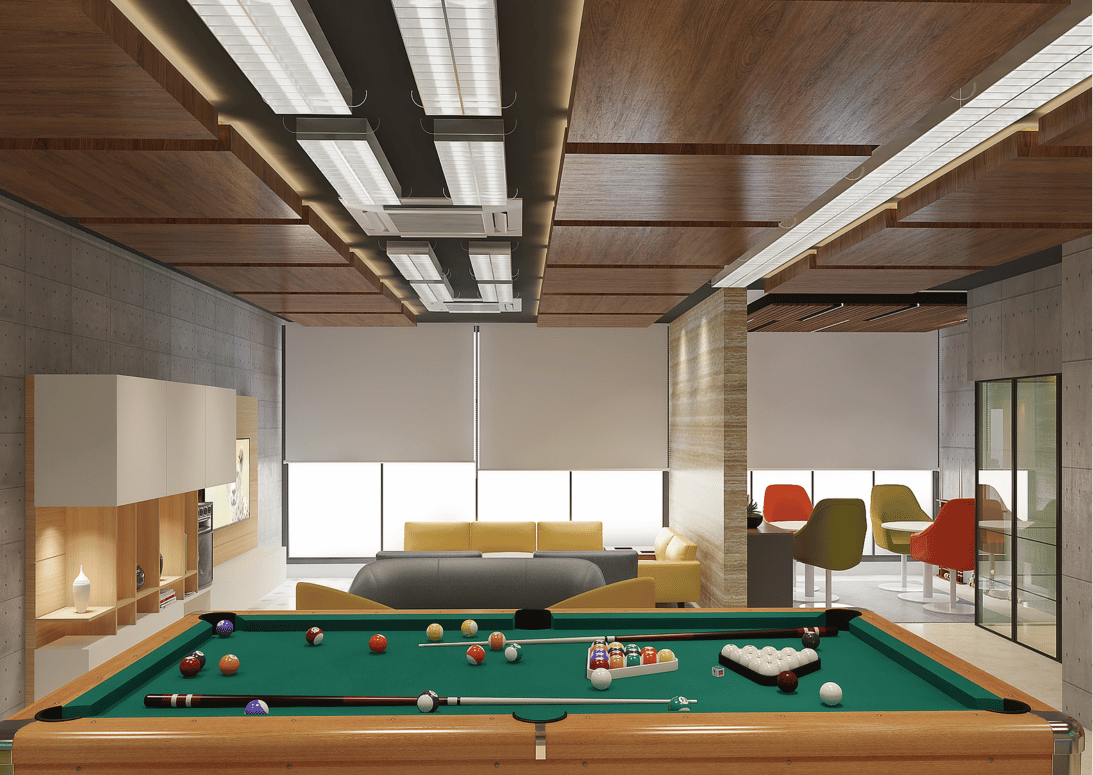 espace de détente d'entreprise avec billard